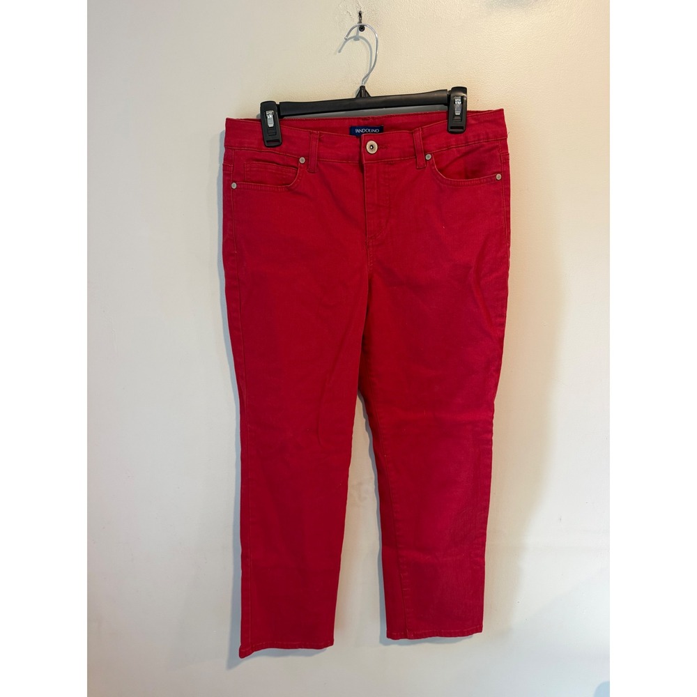 Bandolino Mandie Red Straight Leg Jeans Womens 12PS Petite Stretch Denim Pants